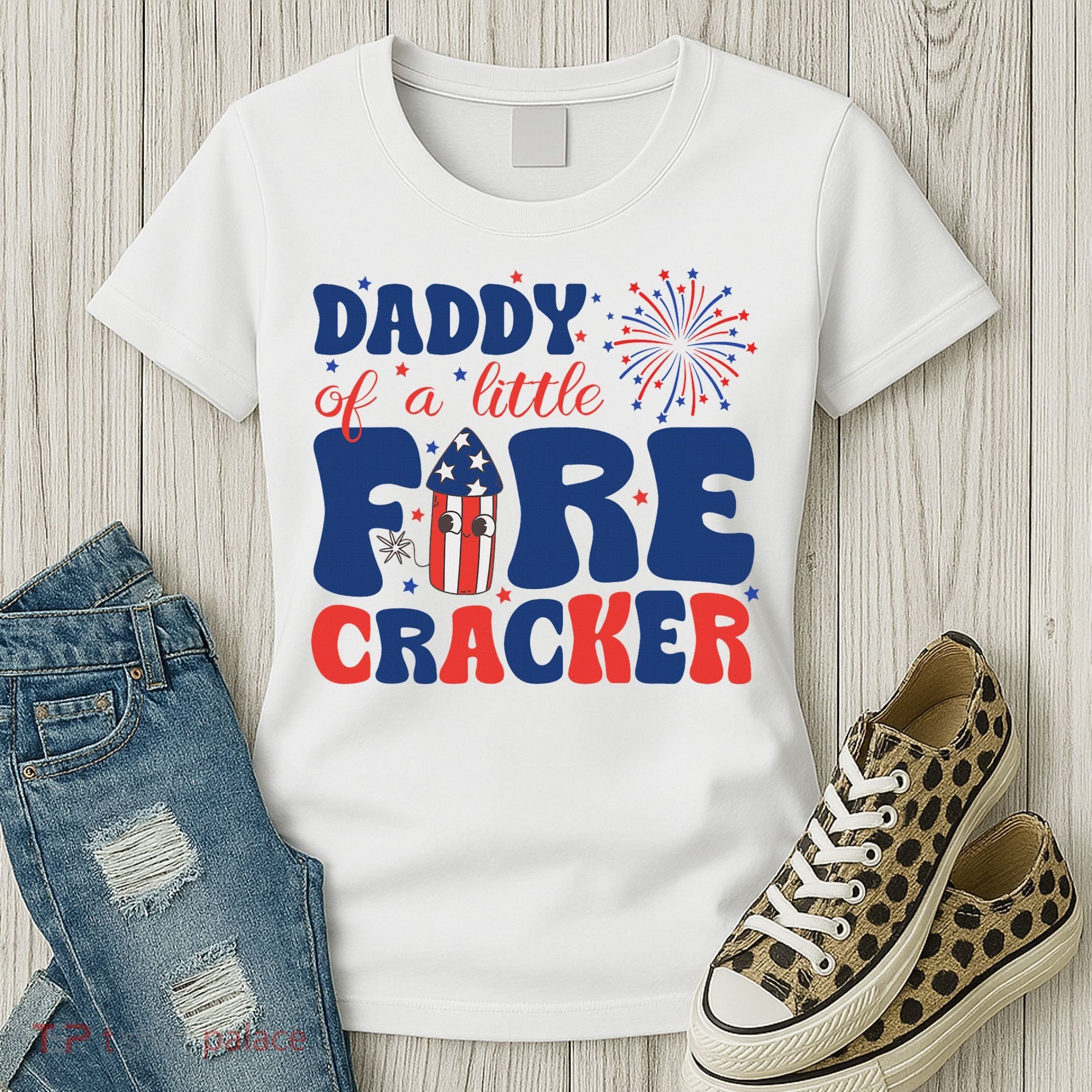 Daddy Of A Little Firecracker Family Matching 4th Of July Women's T-Shirt