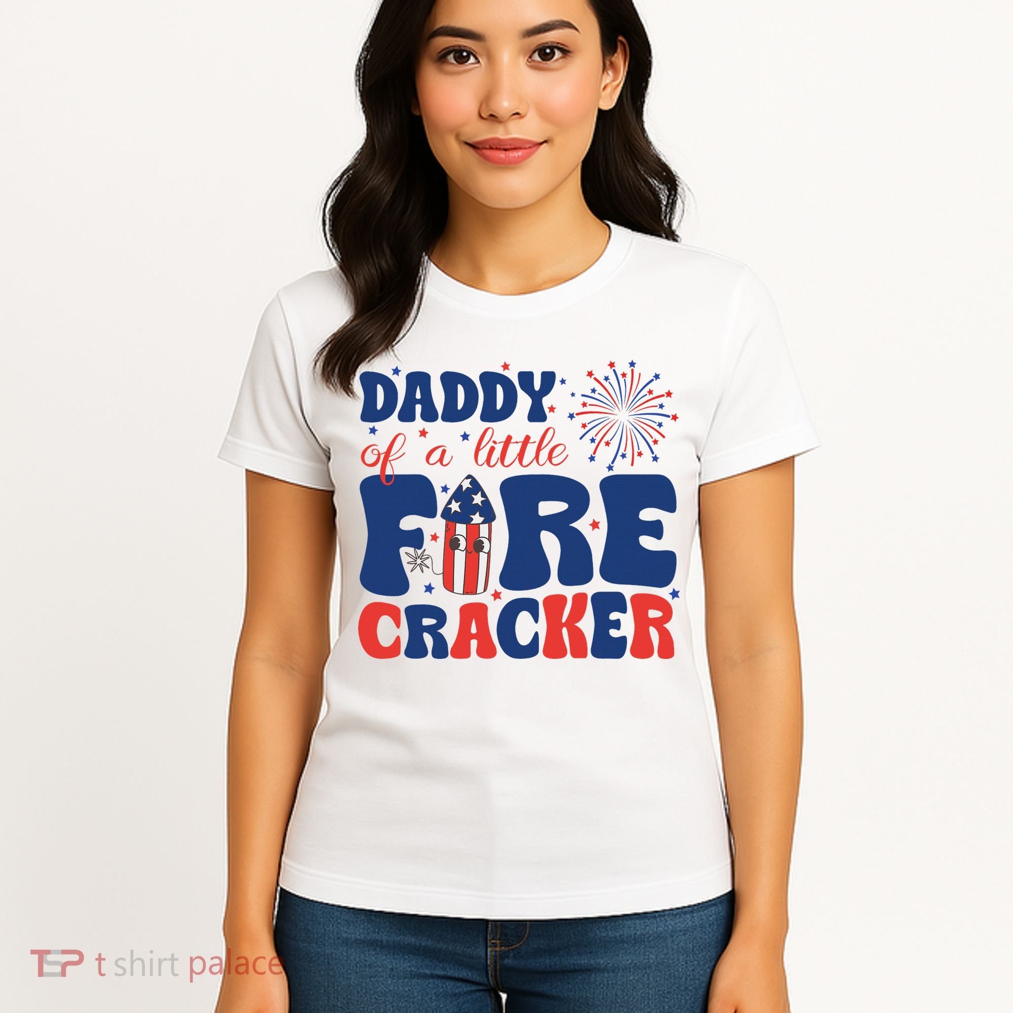 Daddy Of A Little Firecracker Family Matching 4th Of July Women's T-Shirt