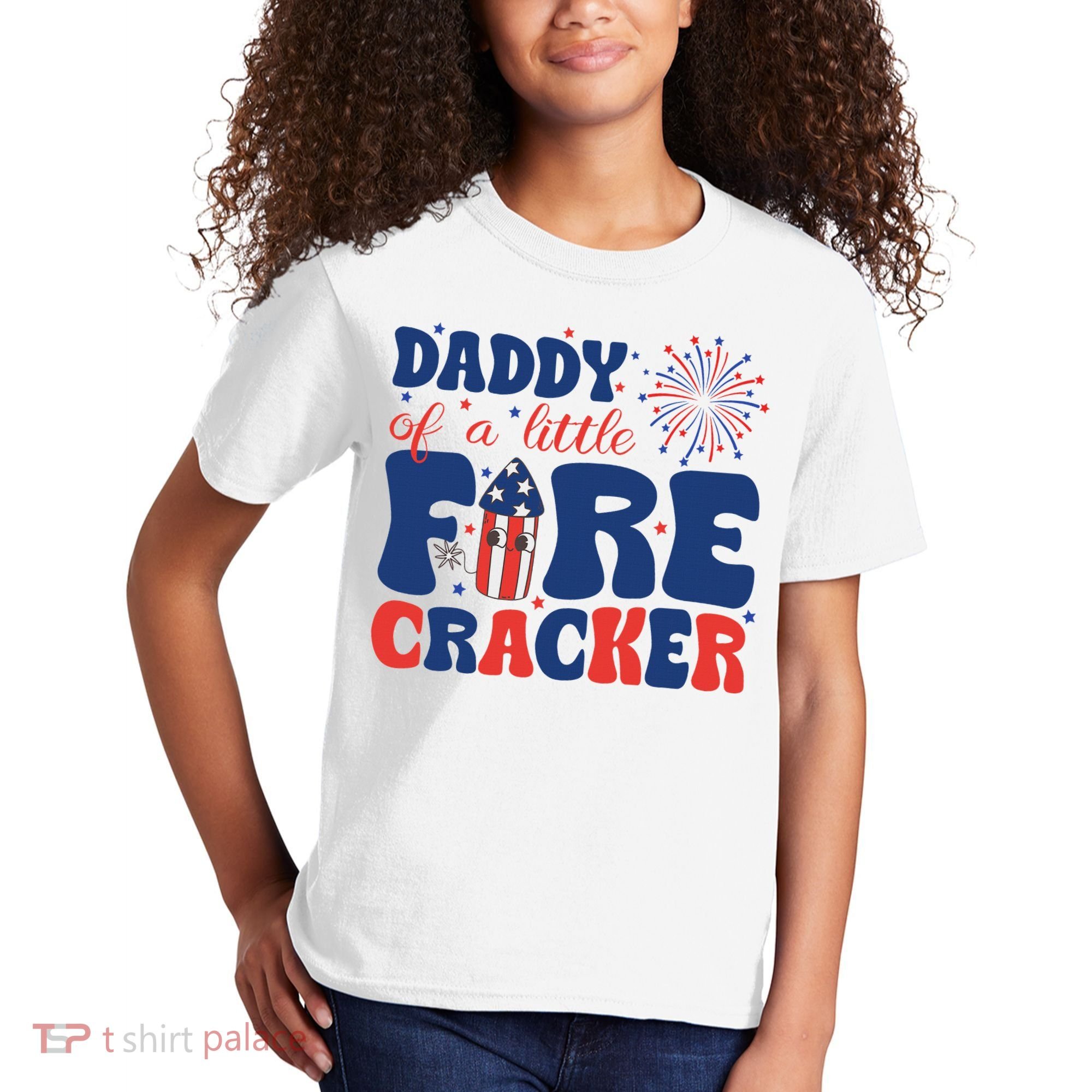 Daddy Of A Little Firecracker Family Matching 4th Of July Kids T-Shirt