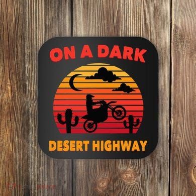 Desert On A Dark Desert Highway Mojave Cactus Retro Coaster