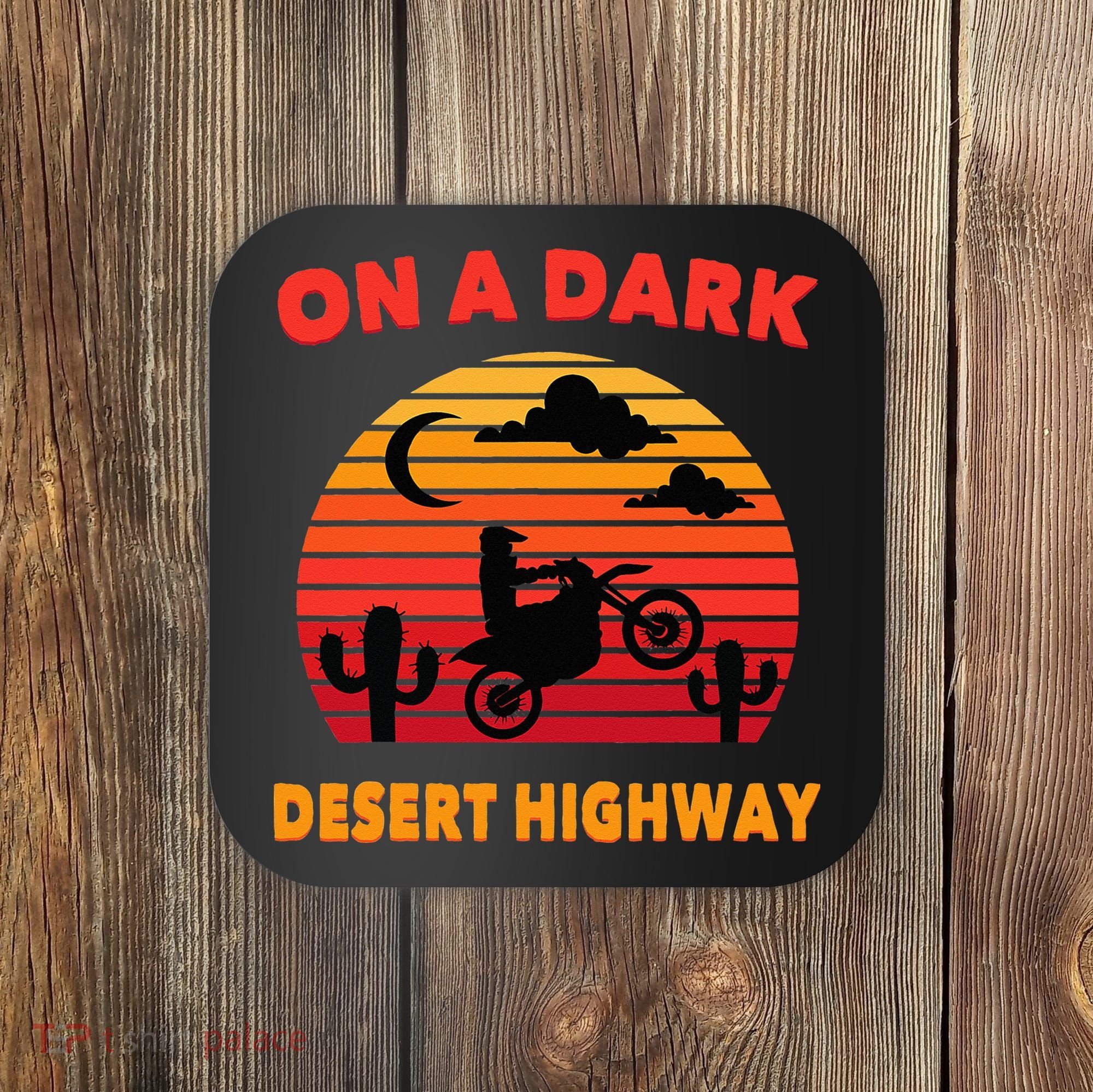 Desert On A Dark Desert Highway Mojave Cactus Retro Coaster