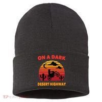 Desert On A Dark Desert Highway Mojave Cactus Retro Sustainable Knit Beanie thumb 0