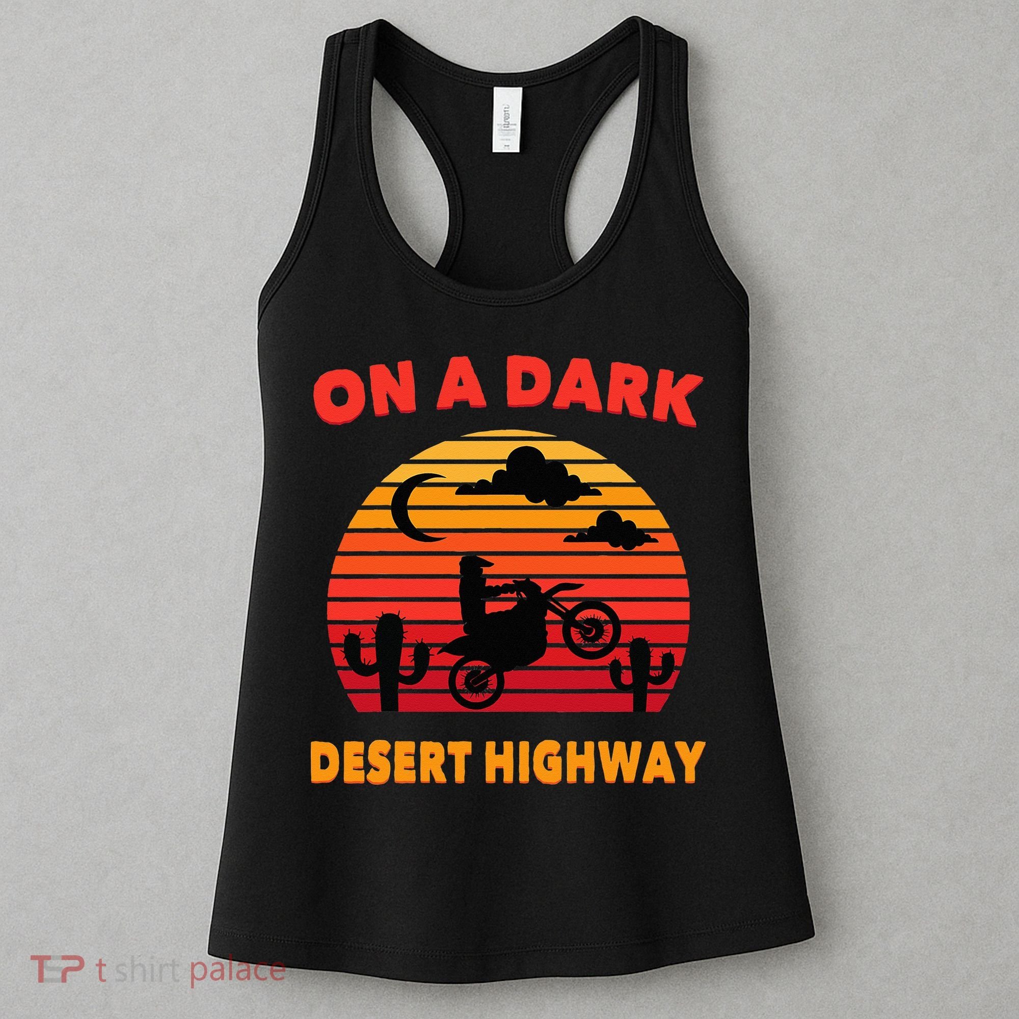 Desert On A Dark Desert Highway Mojave Cactus Retro Women's Tank Top
