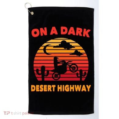 Desert On A Dark Desert Highway Mojave Cactus Retro Golf Towel