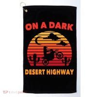 Desert On A Dark Desert Highway Mojave Cactus Retro Golf Towel thumb 0