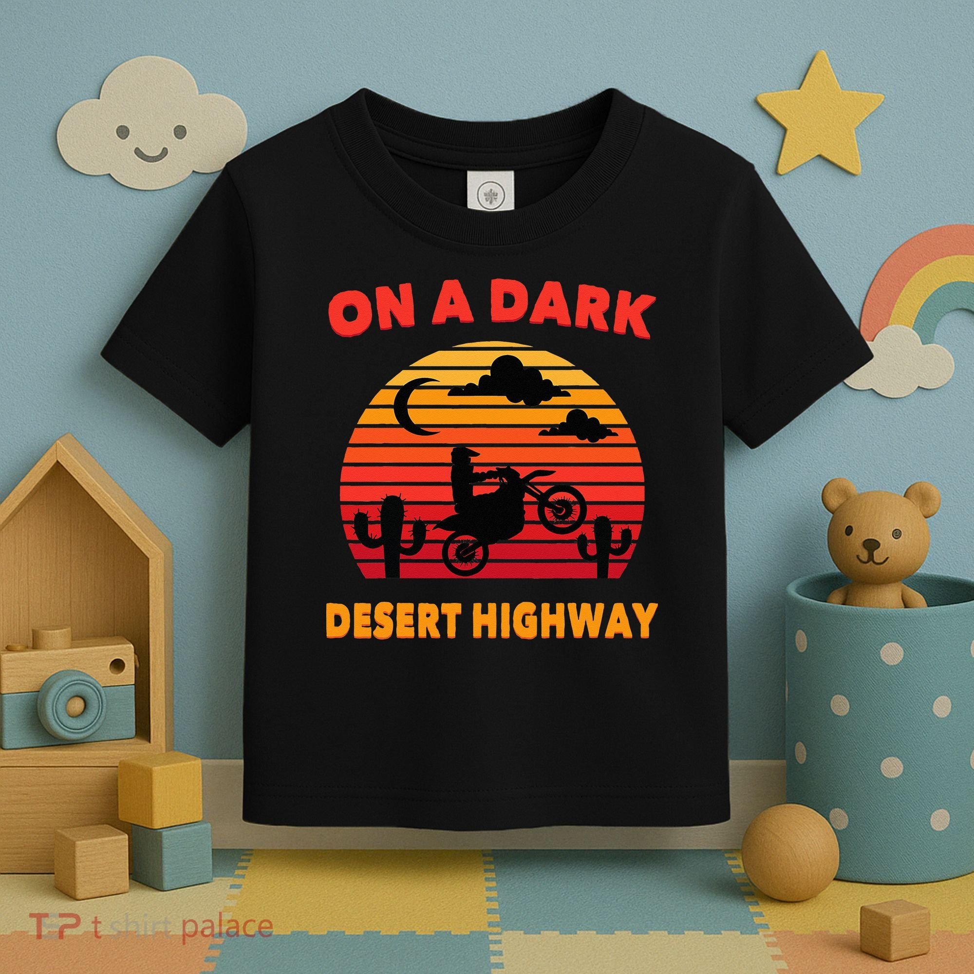 Desert On A Dark Desert Highway Mojave Cactus Retro Toddler T-Shirt