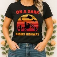 Desert On A Dark Desert Highway Mojave Cactus Retro Women's T-Shirt thumb 2