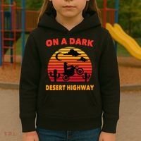 Desert On A Dark Desert Highway Mojave Cactus Retro Kids Hoodie thumb 3