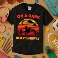 Desert On A Dark Desert Highway Mojave Cactus Retro Kids T-Shirt thumb 3