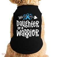 Daughter Of A Warrior Prostate Cancer Blue Ribbon Awareness Doggie Tank thumb 0