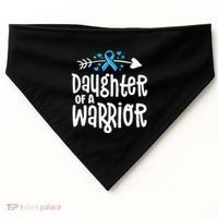 Daughter Of A Warrior Prostate Cancer Blue Ribbon Awareness USA-Made Doggie Bandana thumb 0