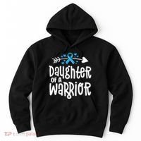 Daughter Of A Warrior Prostate Cancer Blue Ribbon Awareness Hoodie thumb 0