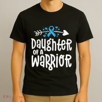 Daughter Of A Warrior Prostate Cancer Blue Ribbon Awareness T-Shirt thumb 3