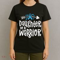 Daughter Of A Warrior Prostate Cancer Blue Ribbon Awareness T-Shirt thumb 4