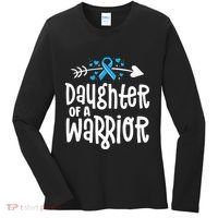 Daughter Of A Warrior Prostate Cancer Blue Ribbon Awareness Women's Long Sleeve Shirt thumb 0