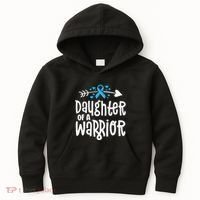 Daughter Of A Warrior Prostate Cancer Blue Ribbon Awareness Kids Hoodie thumb 0