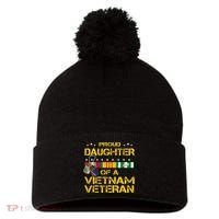 Daughter Of A Vietnam Veteran Im Proud My Dad Pom Pom 12in Knit Beanie thumb 0