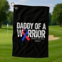 Daddy Of A Warrior CHD Congenital Heart Defect Month Golf Towel thumb 1