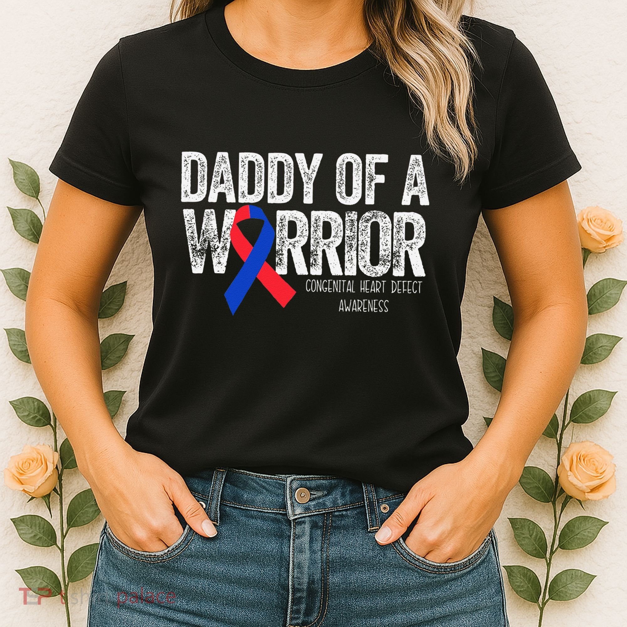 Daddy Of A Warrior CHD Congenital Heart Defect Month Women's T-Shirt