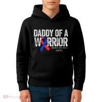 Daddy Of A Warrior CHD Congenital Heart Defect Month Kids Hoodie thumb 4