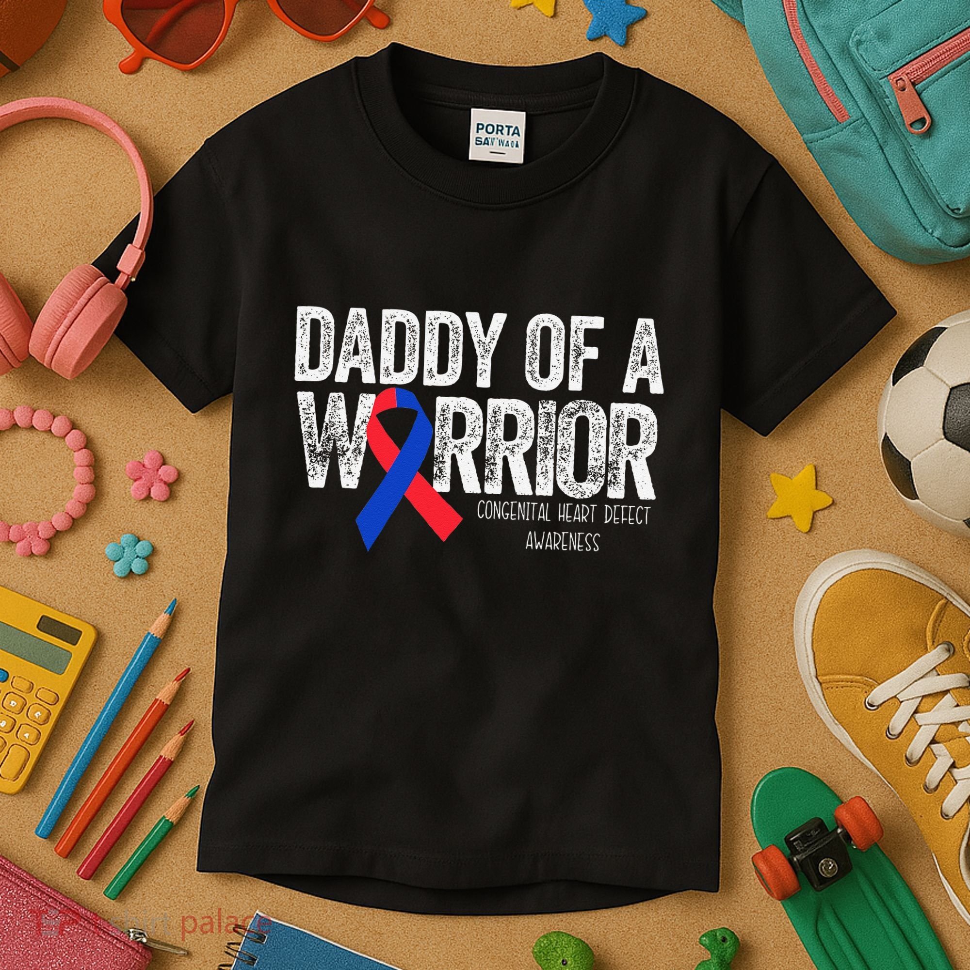 Daddy Of A Warrior CHD Congenital Heart Defect Month Kids T-Shirt