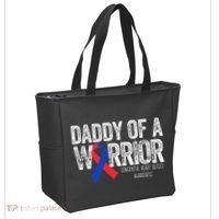 Daddy Of A Warrior CHD Congenital Heart Defect Month Tote Bag thumb 2