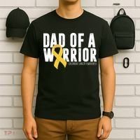 Dad Of A Warrior Childhood Cancer Awareness T-Shirt thumb 6