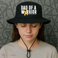 Dad Of A Warrior Childhood Cancer Awareness Bucket Hat thumb 3