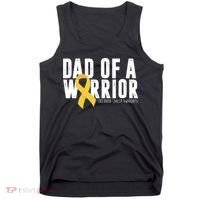 Dad Of A Warrior Childhood Cancer Awareness Tank Top thumb 0