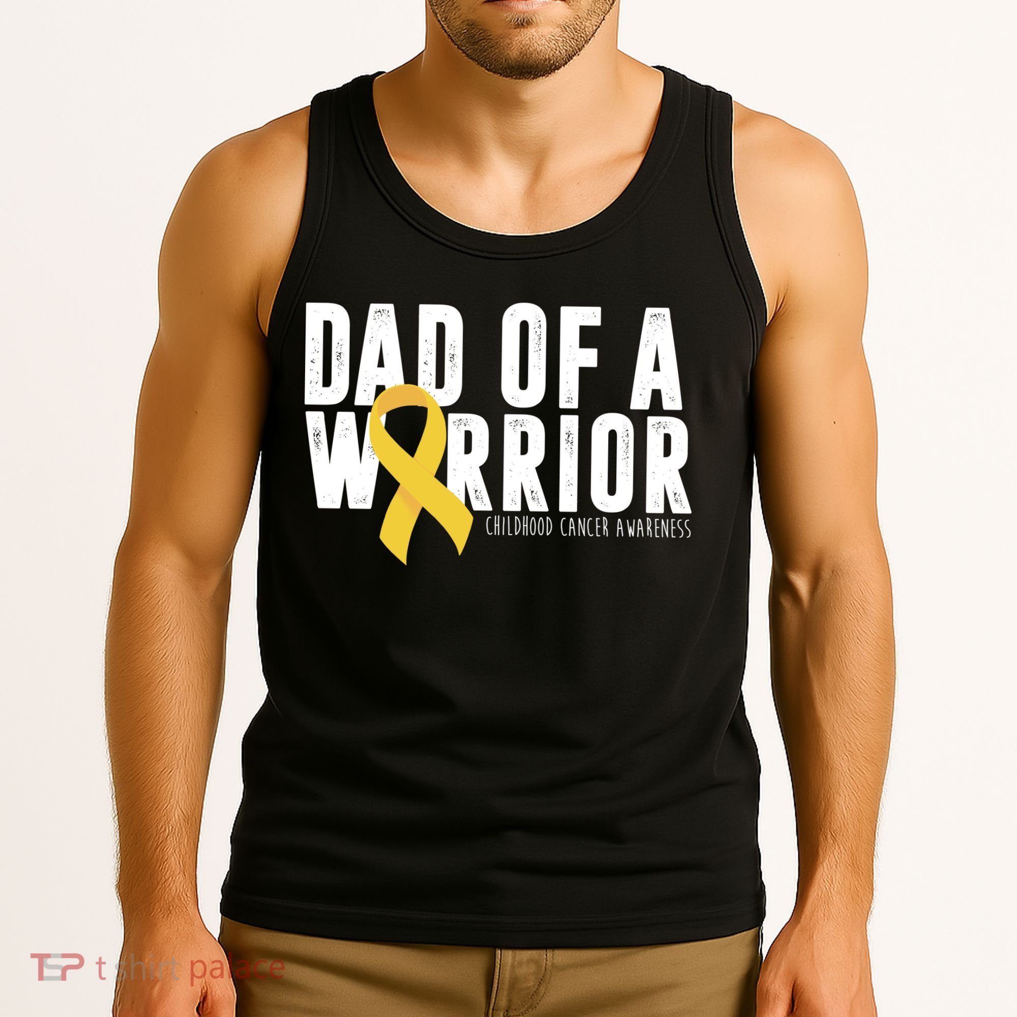 Dad Of A Warrior Childhood Cancer Awareness Tank Top