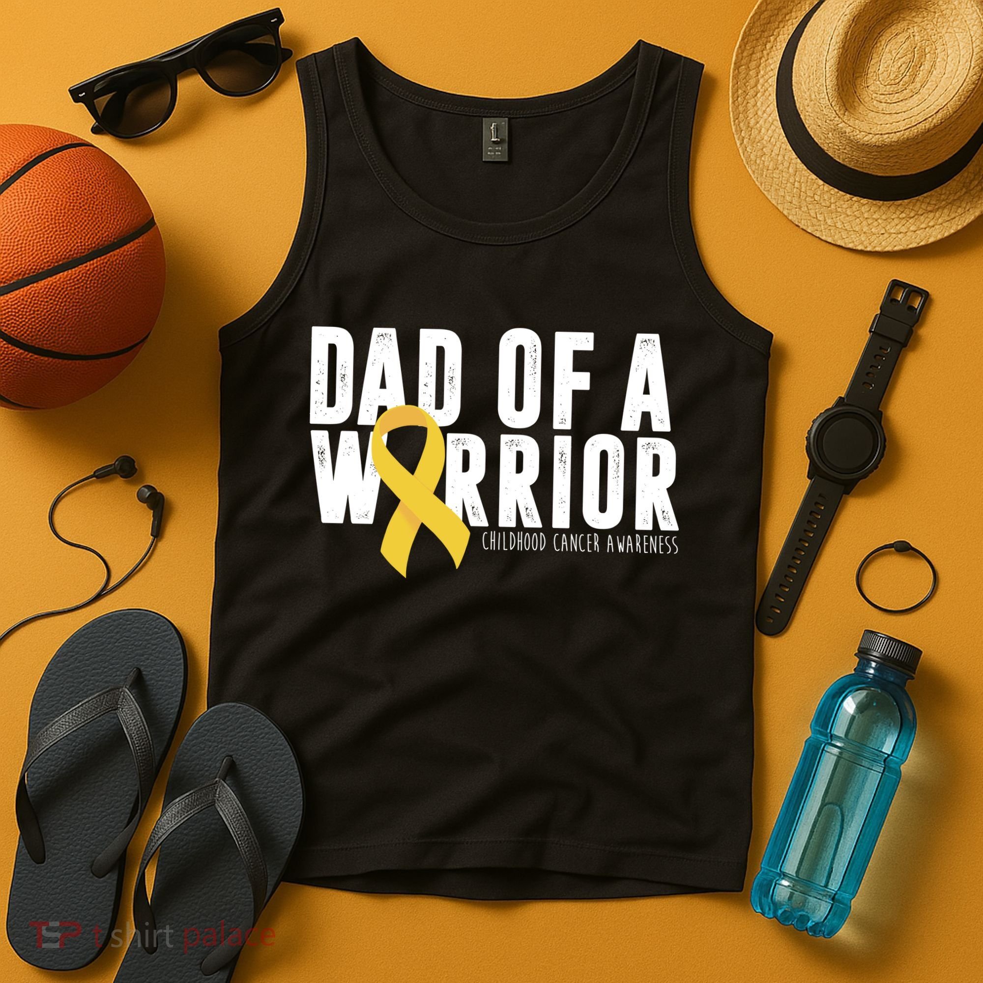 Dad Of A Warrior Childhood Cancer Awareness Tank Top
