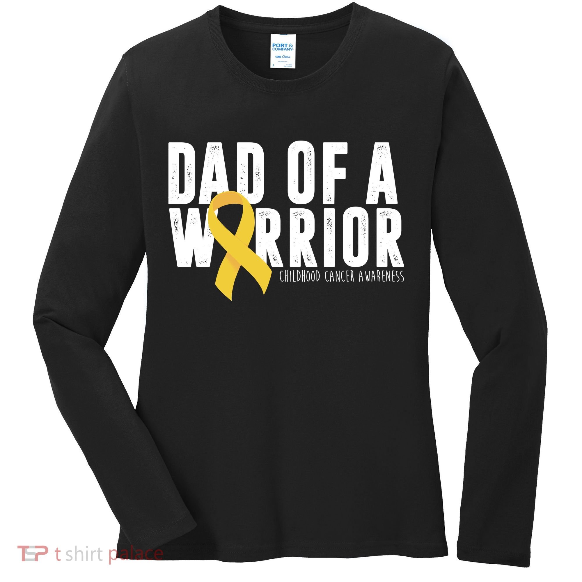 Dad Of A Warrior Childhood Cancer Awareness Women's Long Sleeve Shirt