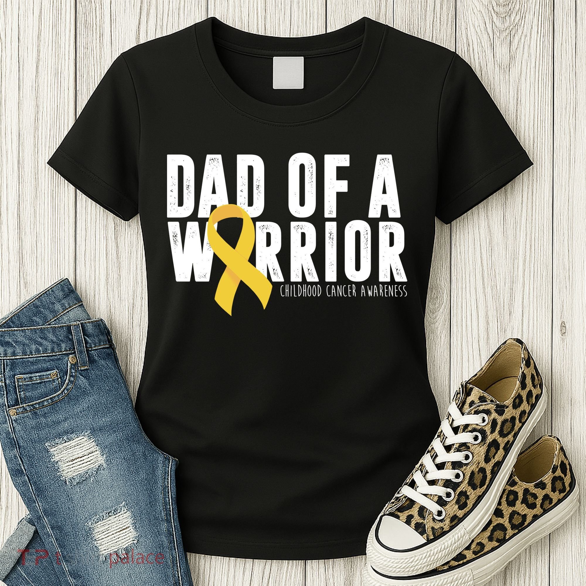 Dad Of A Warrior Childhood Cancer Awareness Women's T-Shirt