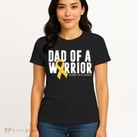 Dad Of A Warrior Childhood Cancer Awareness Women's T-Shirt thumb 4