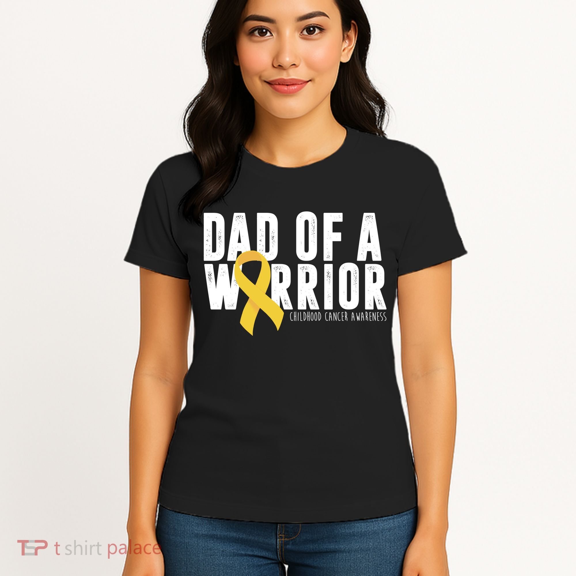 Dad Of A Warrior Childhood Cancer Awareness Women's T-Shirt