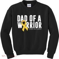 Dad Of A Warrior Childhood Cancer Awareness Kids Sweatshirt thumb 0