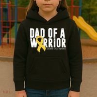 Dad Of A Warrior Childhood Cancer Awareness Kids Hoodie thumb 3