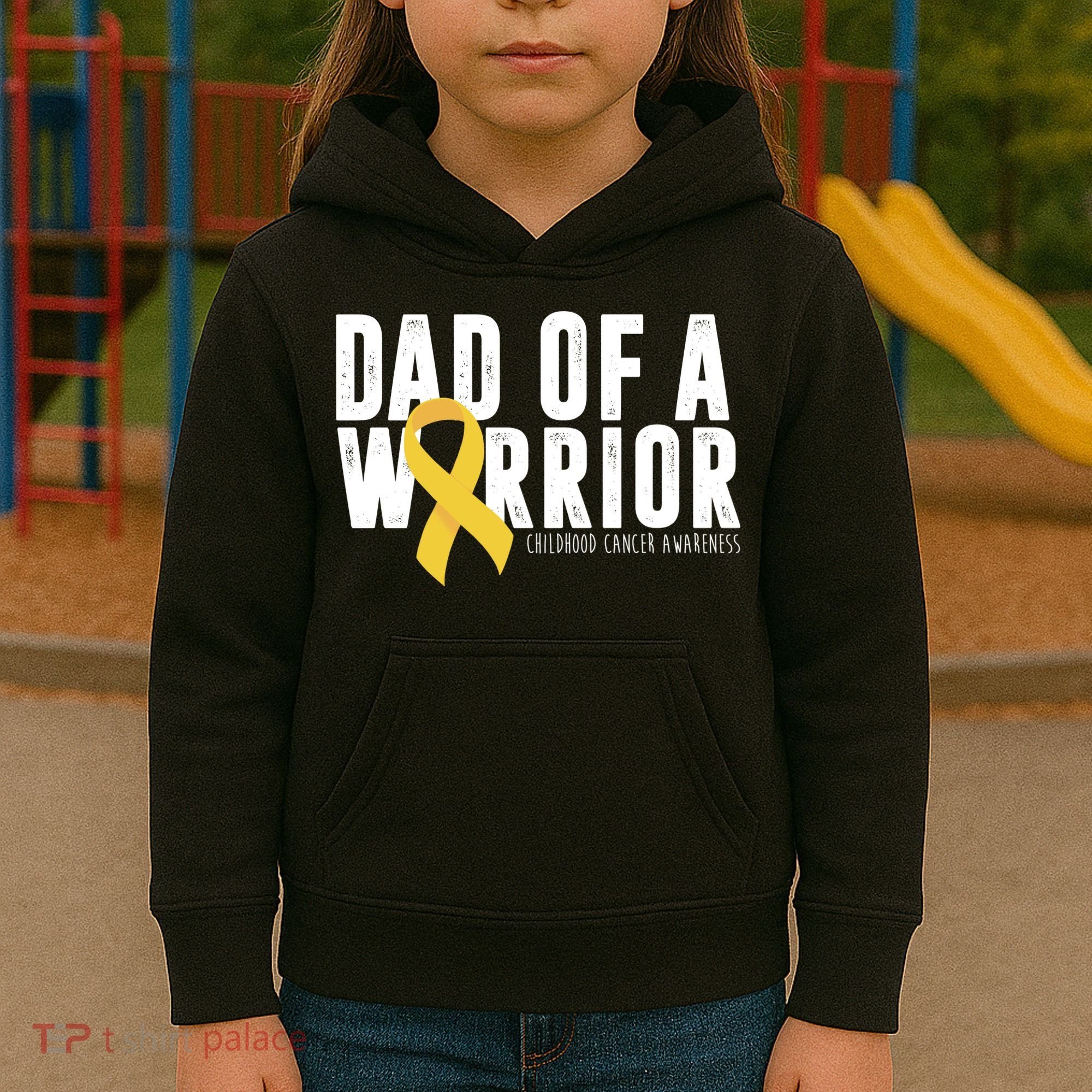 Dad Of A Warrior Childhood Cancer Awareness Kids Hoodie