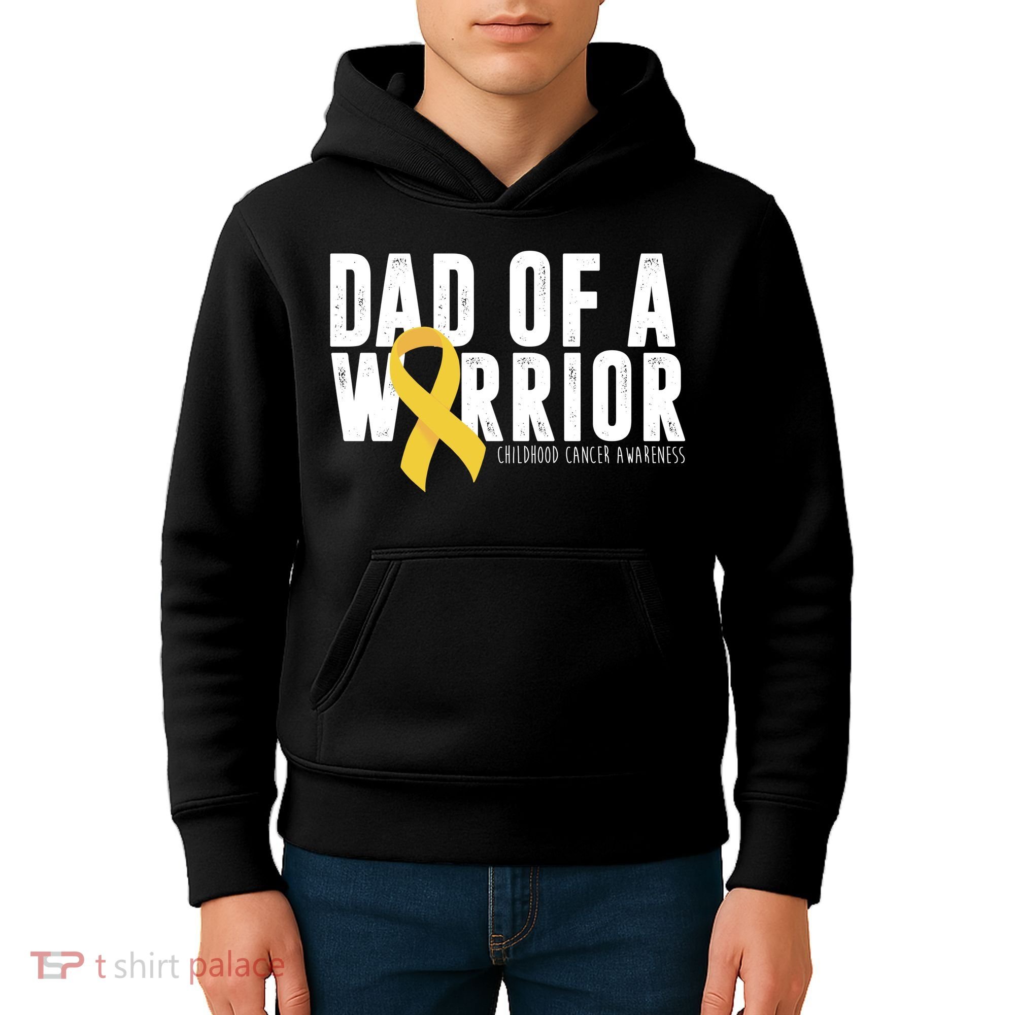 Dad Of A Warrior Childhood Cancer Awareness Kids Hoodie
