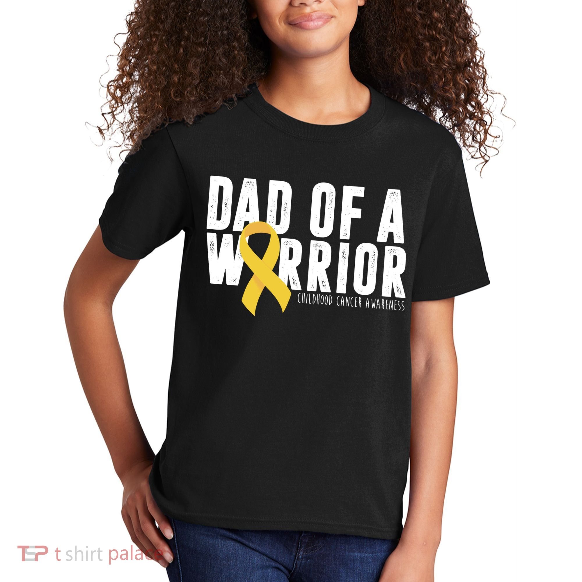 Dad Of A Warrior Childhood Cancer Awareness Kids T-Shirt