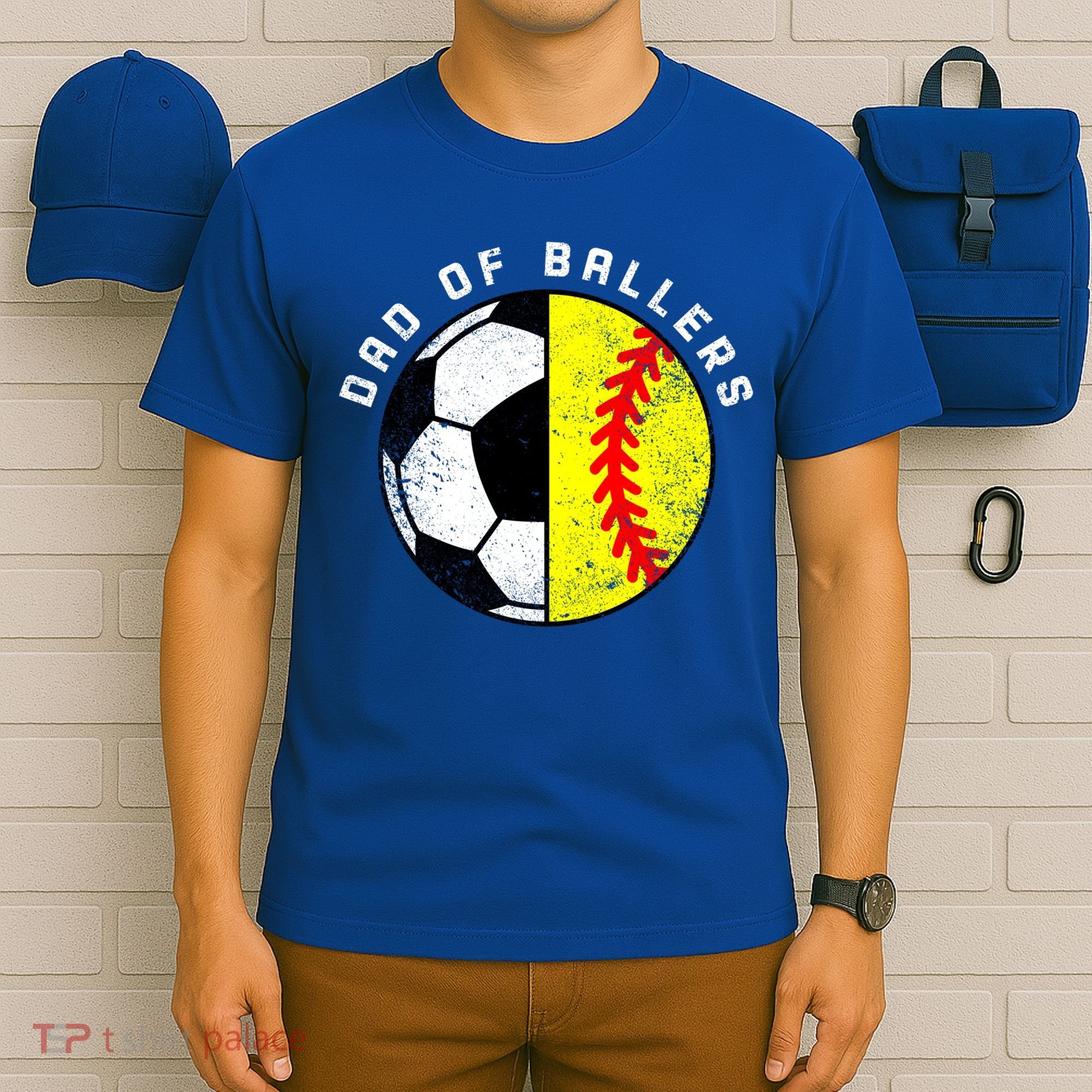 Dad Of Ballers Funny Soccer Softball Dad Gift T-Shirt