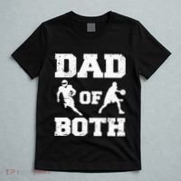 Dad Of Both Funny Football Basketball Dad T-Shirt thumb 5