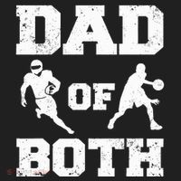 Dad Of Both Funny Football Basketball Dad Beanie thumb 2