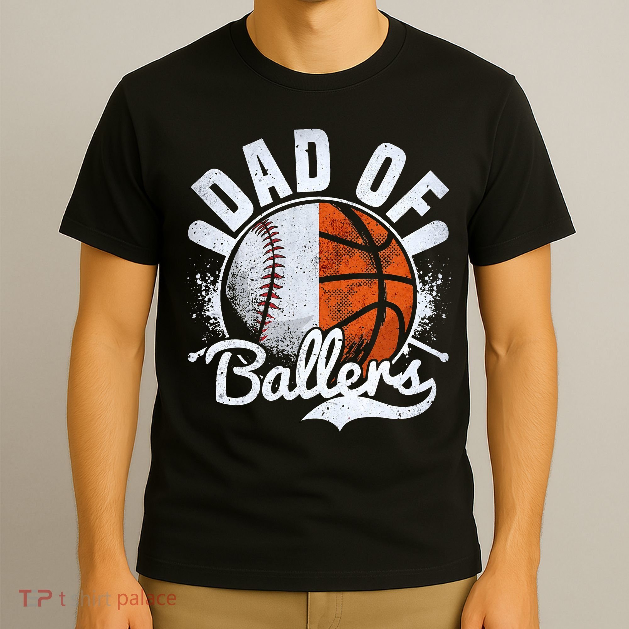Dad Of Both Baseball Basketball Dad of Ballers T-Shirt