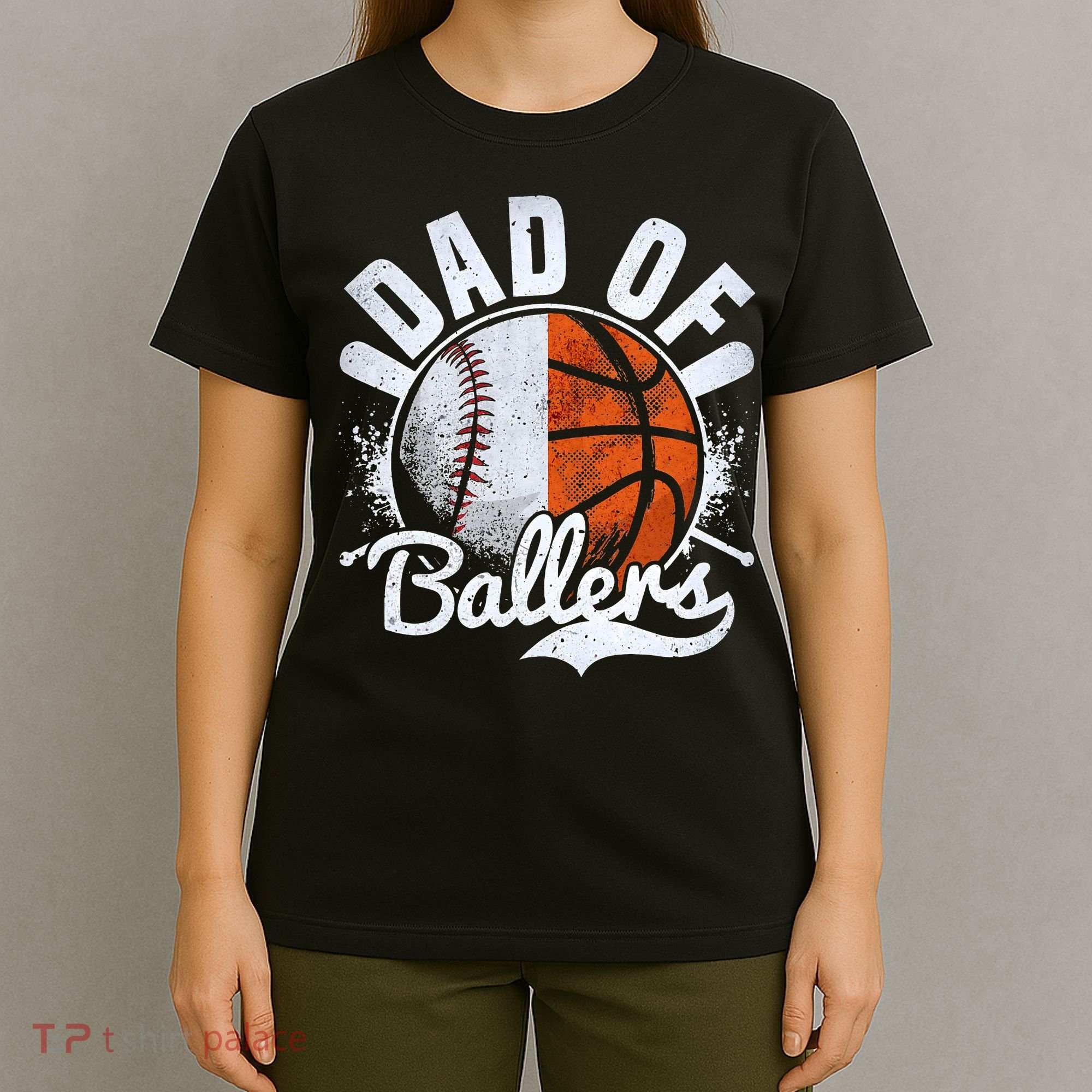 Dad Of Both Baseball Basketball Dad of Ballers T-Shirt