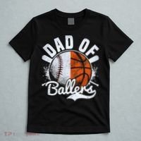 Dad Of Both Baseball Basketball Dad of Ballers T-Shirt thumb 5