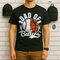 Dad Of Both Baseball Basketball Dad of Ballers T-Shirt thumb 6