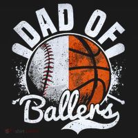 Dad Of Both Baseball Basketball Dad of Ballers T-Shirt thumb 7