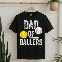 Dad of Ballers Dad of Baseball And Softball Player For Dad T-Shirt thumb 2