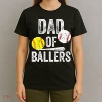 Dad of Ballers Dad of Baseball And Softball Player For Dad T-Shirt thumb 4